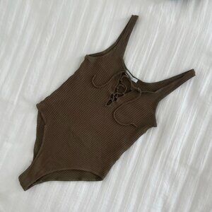 Lace Up Ribbed Bodysuit